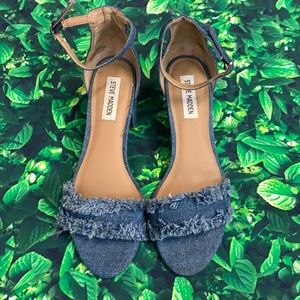 Steve Madden Denim Irenee Short Block Heel